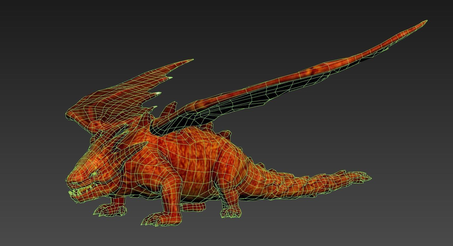 Stylized RedDragon Low-poly 3D model_3