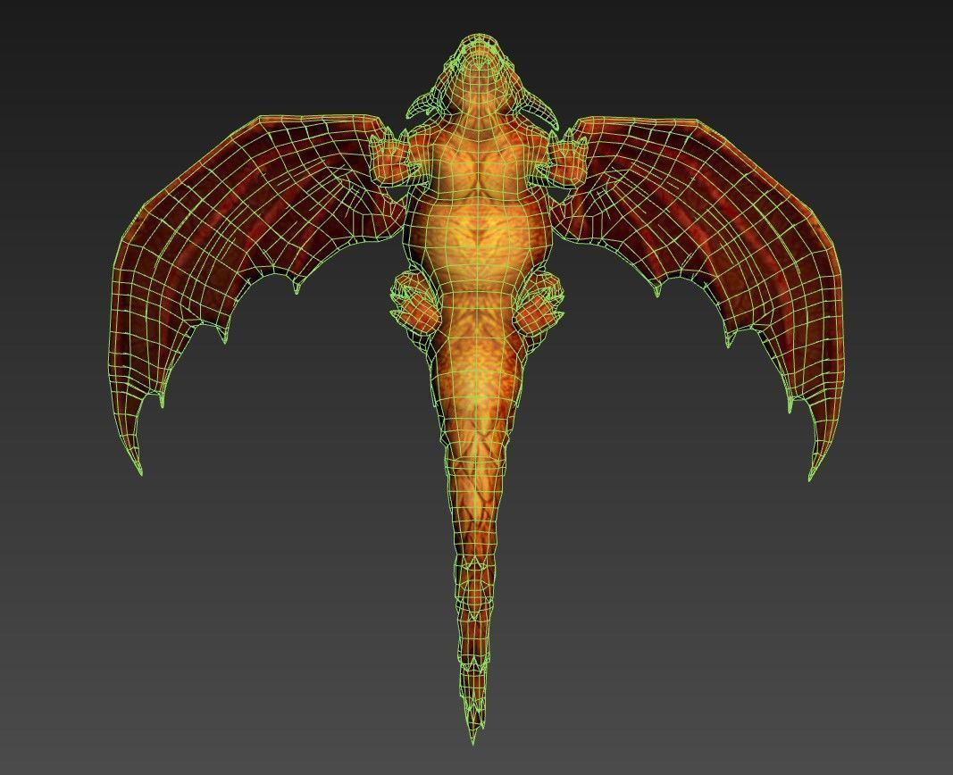 Stylized RedDragon Low-poly 3D model_14