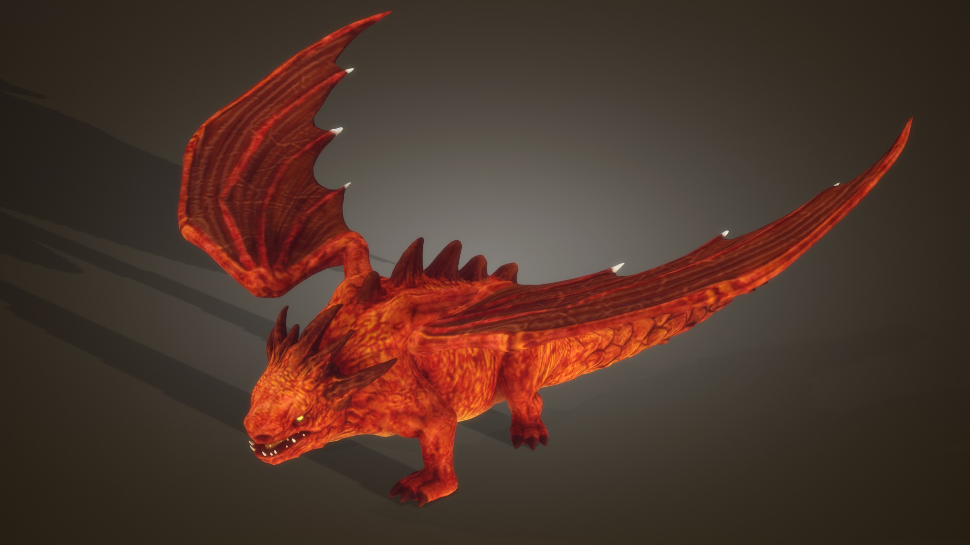 Stylized RedDragon Low-poly 3D model_11