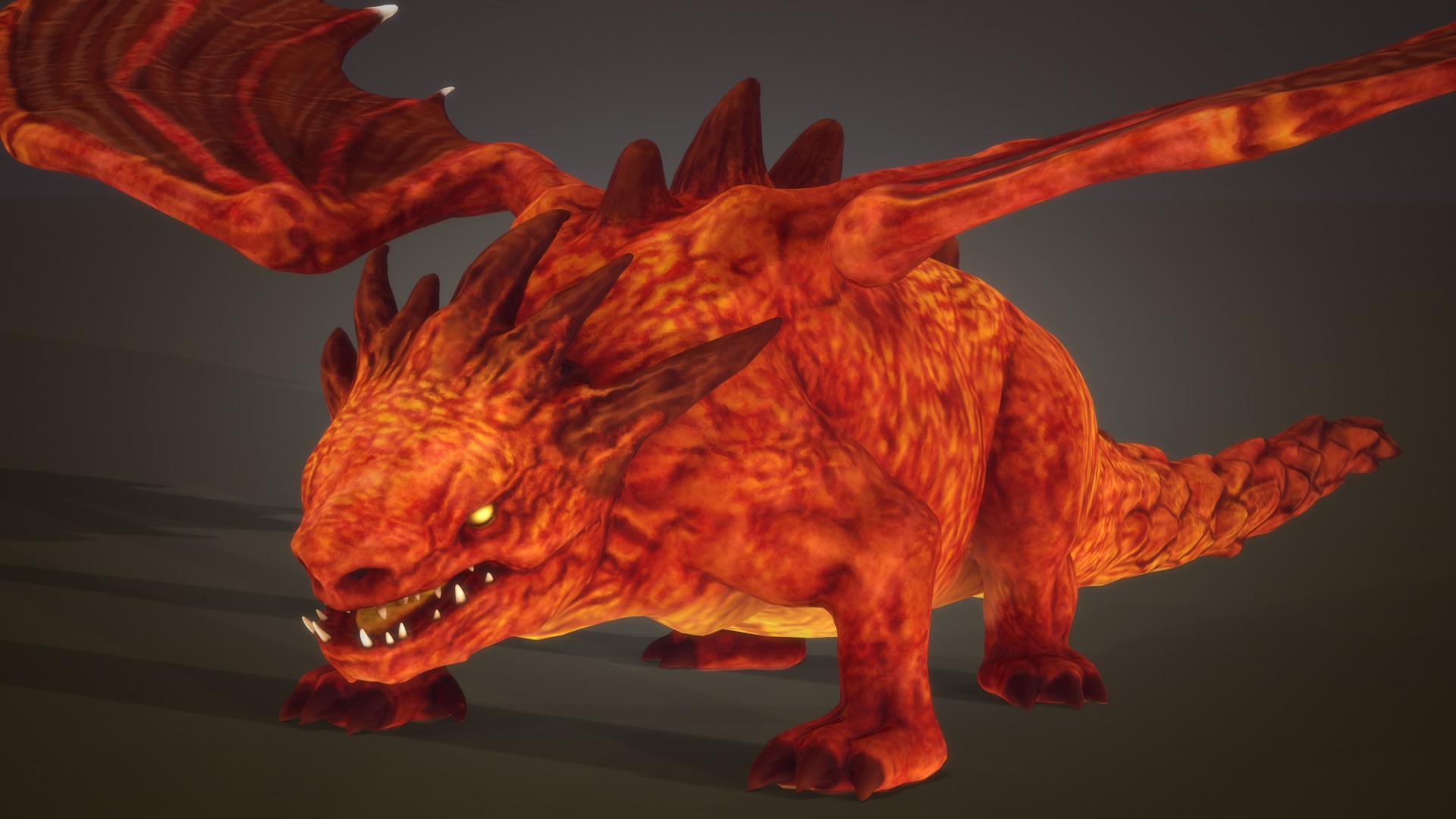 Stylized RedDragon Low-poly 3D model_2