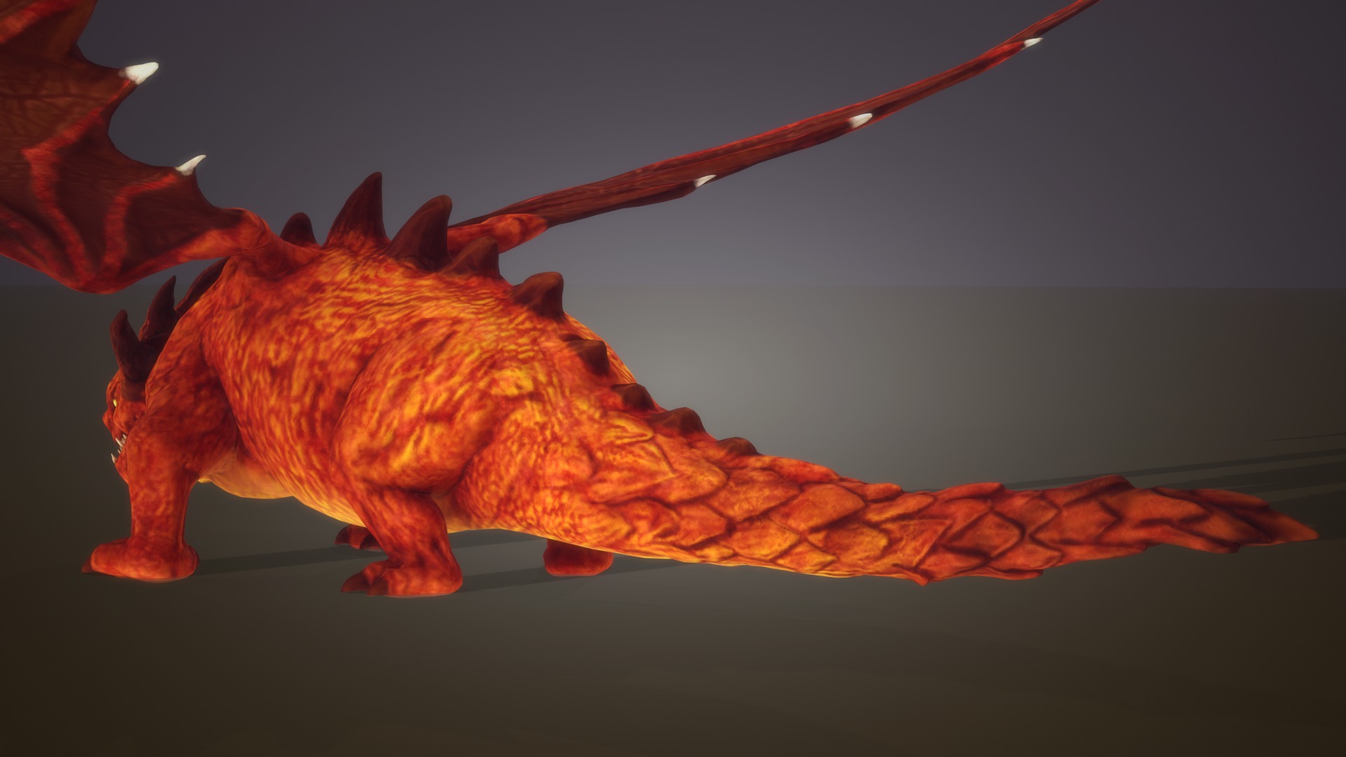 Stylized RedDragon Low-poly 3D model_5