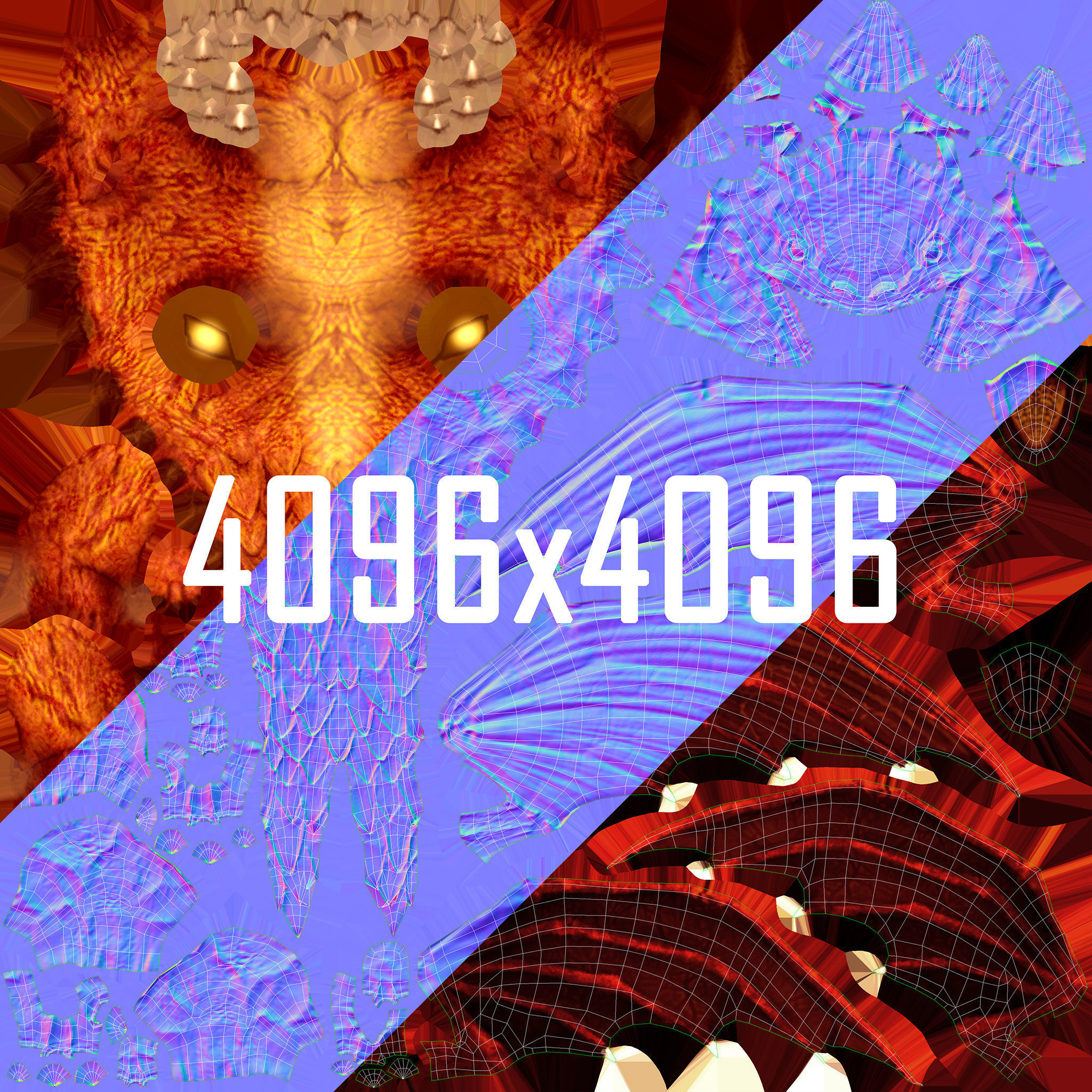 Stylized RedDragon Low-poly 3D model_15