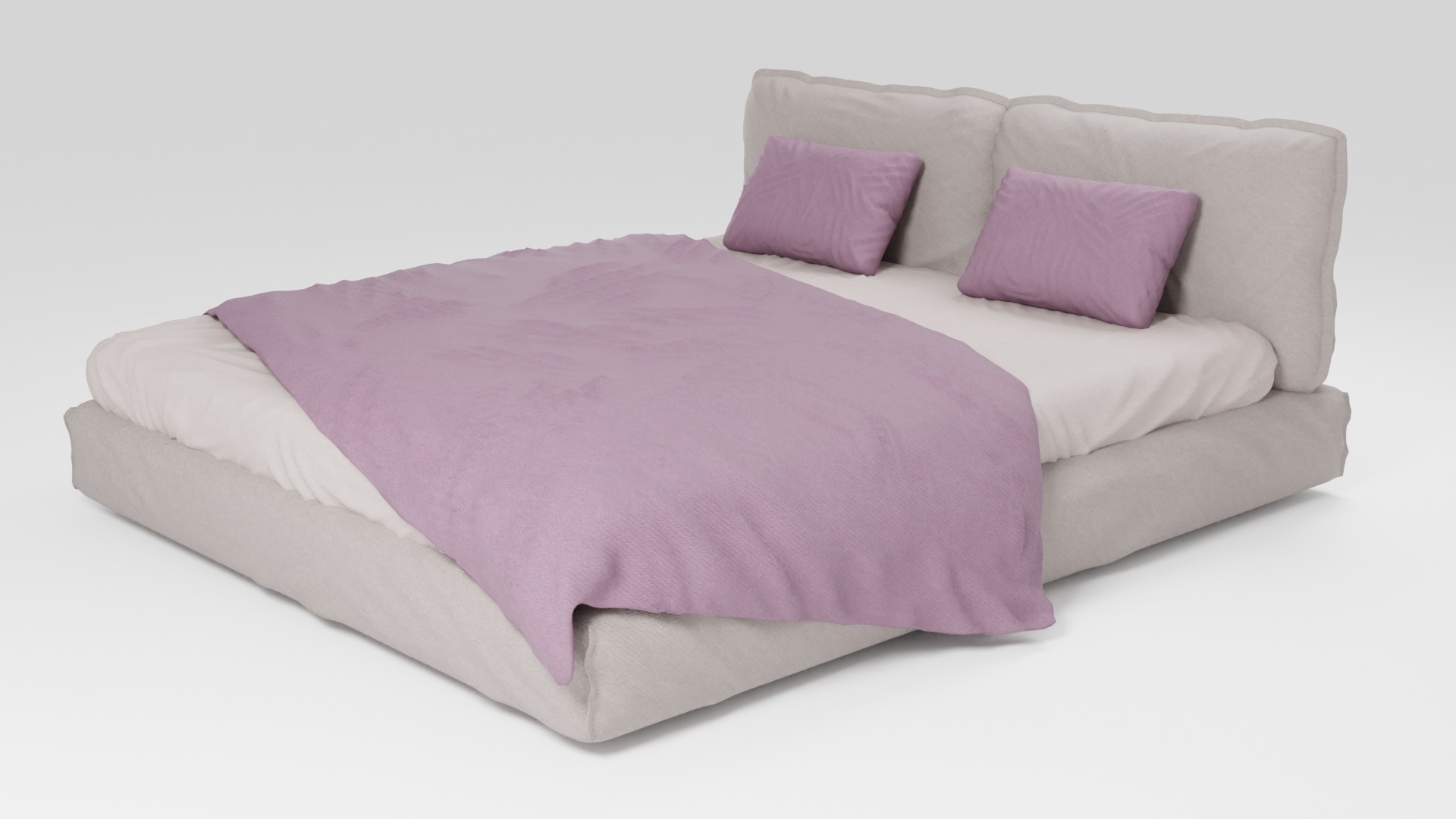 Upholstered bed with modern design 3D model_4