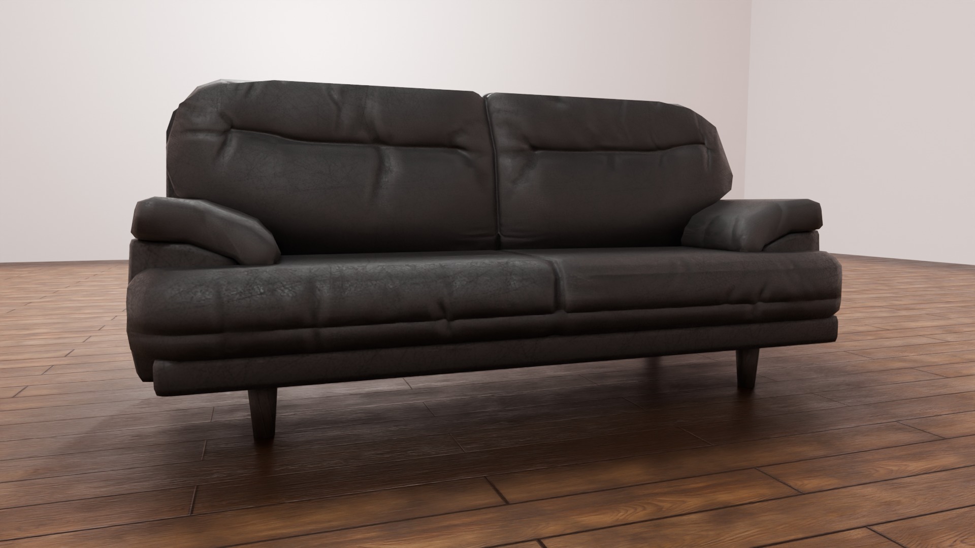Interior sofa low-poly model leather like texture Low-poly 3D model_1