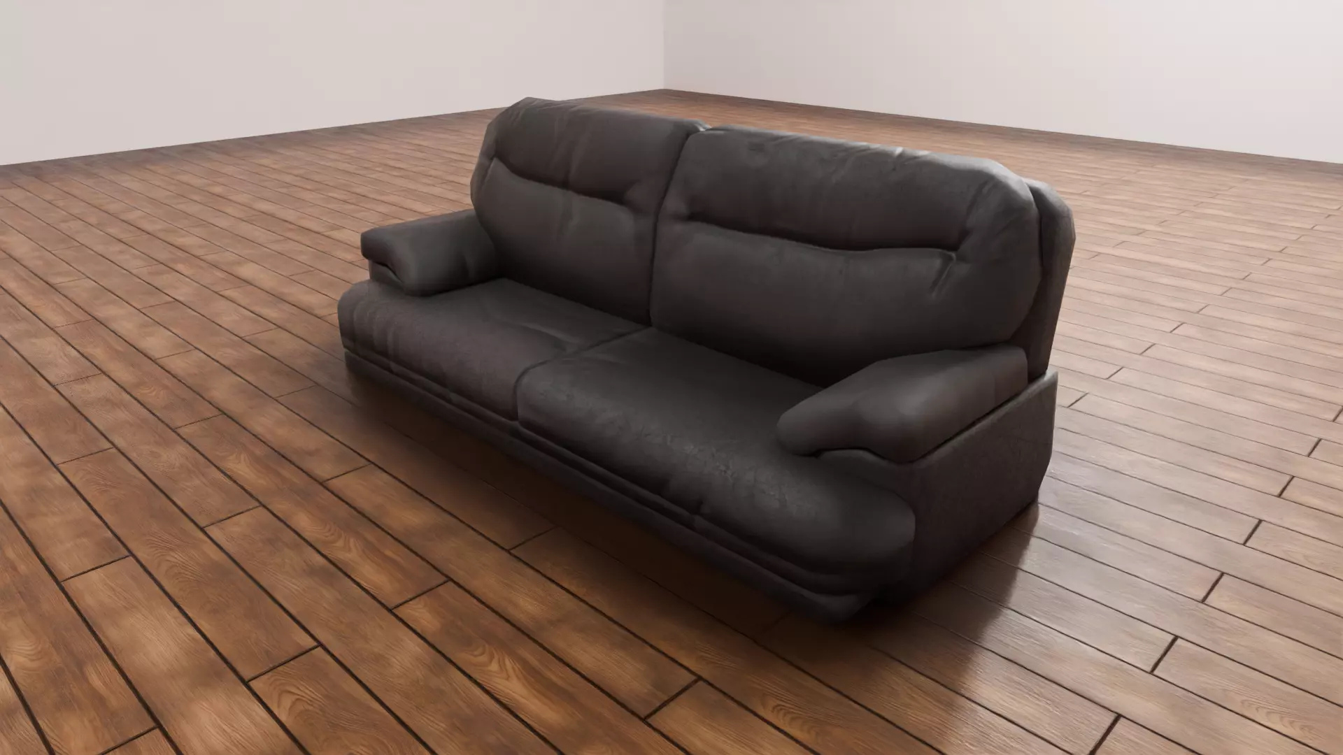 Interior sofa low-poly model leather like texture Low-poly 3D model_0