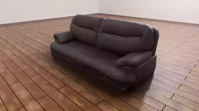 Interior sofa  low-poly model  leather like texture Low-poly 3D model