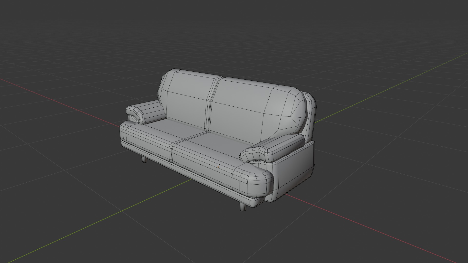 Interior sofa low-poly model leather like texture Low-poly 3D model_7