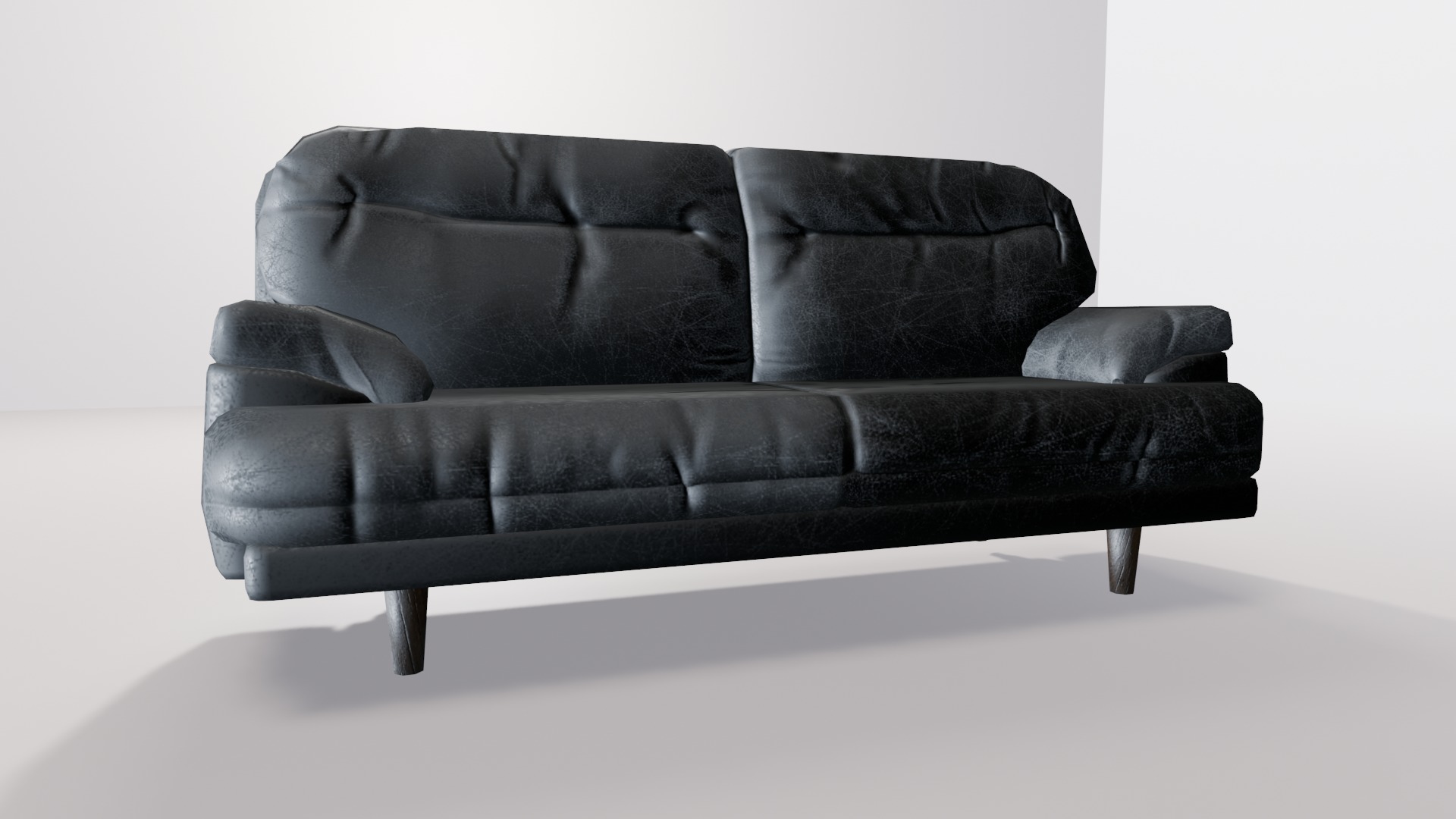 Interior sofa low-poly model leather like texture Low-poly 3D model_2