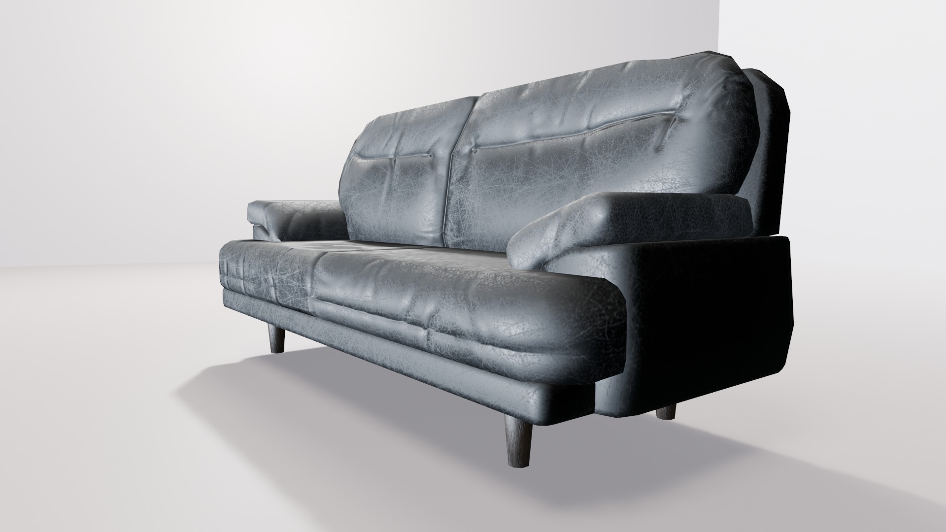 Interior sofa low-poly model leather like texture Low-poly 3D model_3