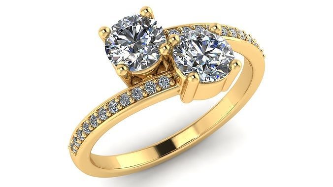 AG 900 DIAMOND TWO STONE RING  3D print model