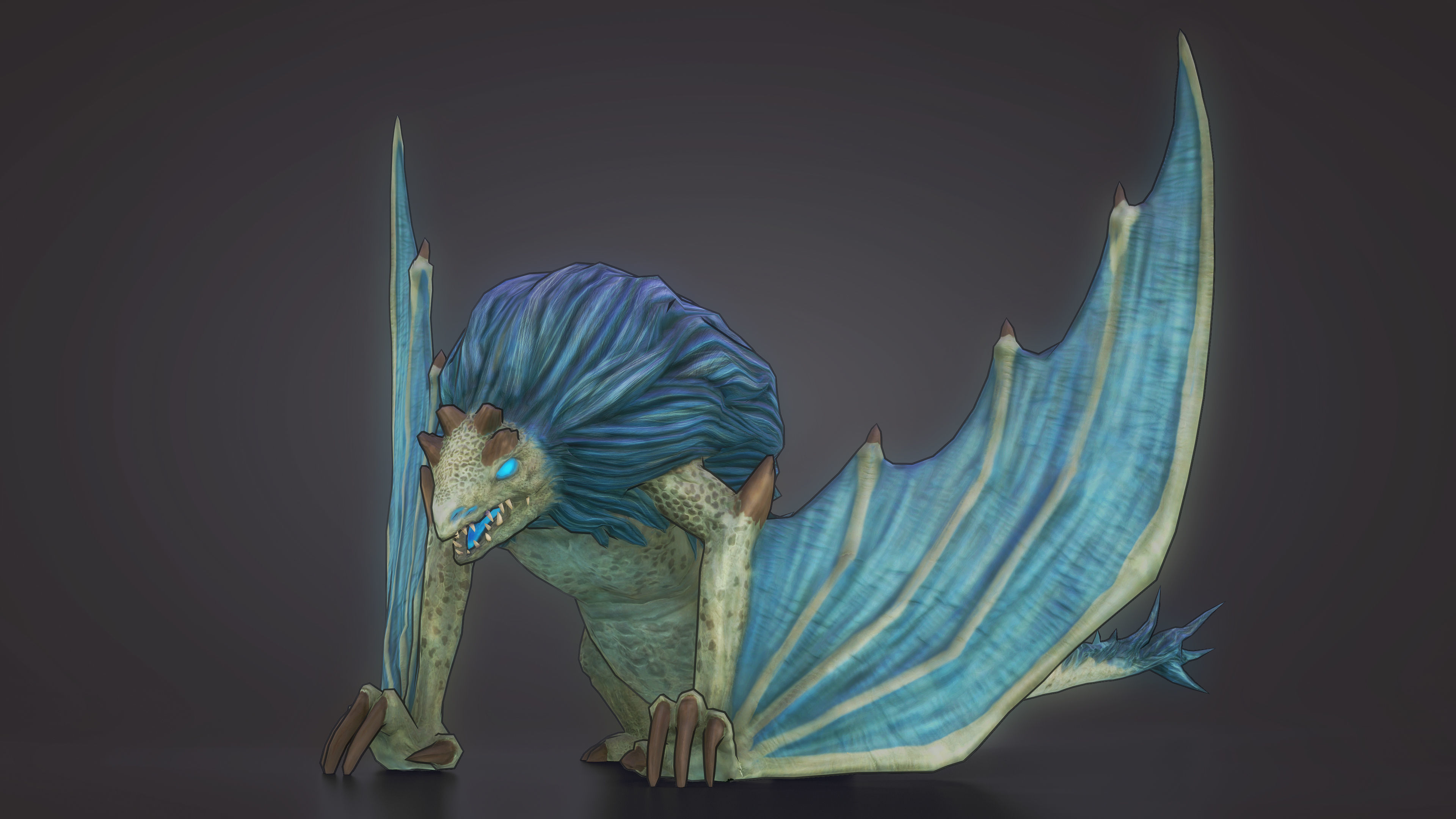 Stylized FurDragon Low-poly 3D model_2
