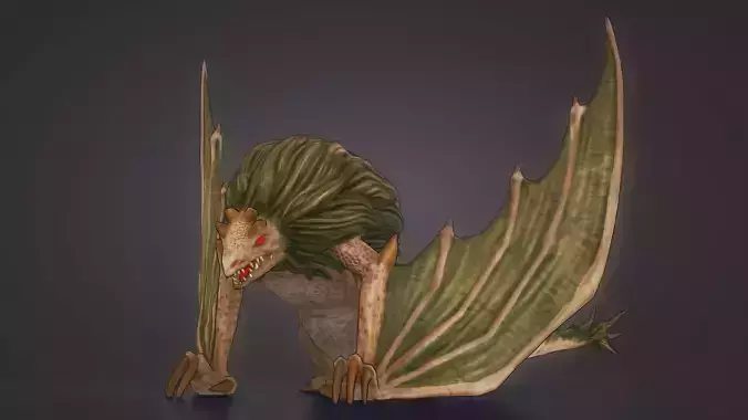 Stylized FurDragon Low-poly 3D model Stylized FurDragon Low-poly 3D model