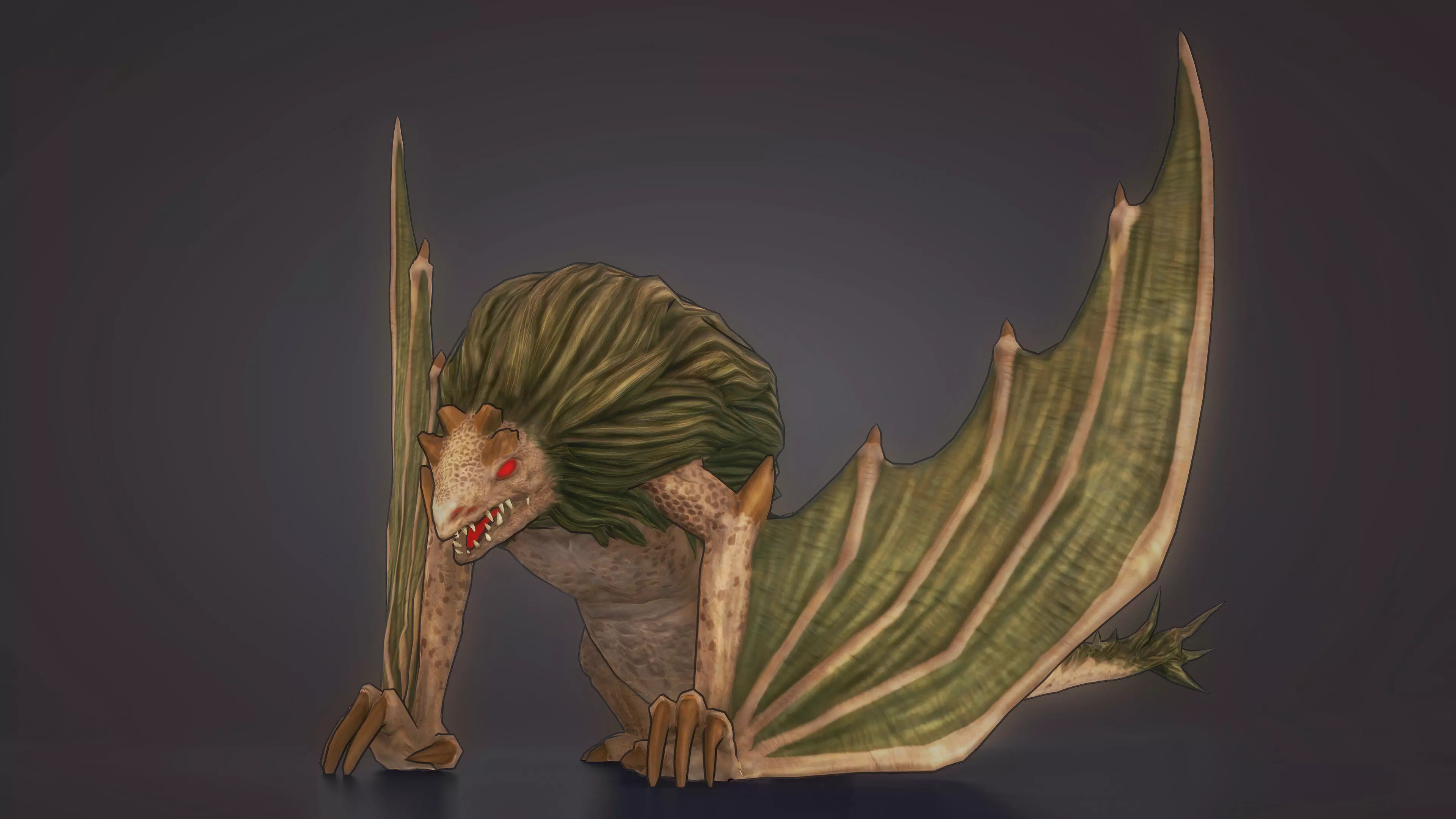 Stylized FurDragon Low-poly 3D model_0