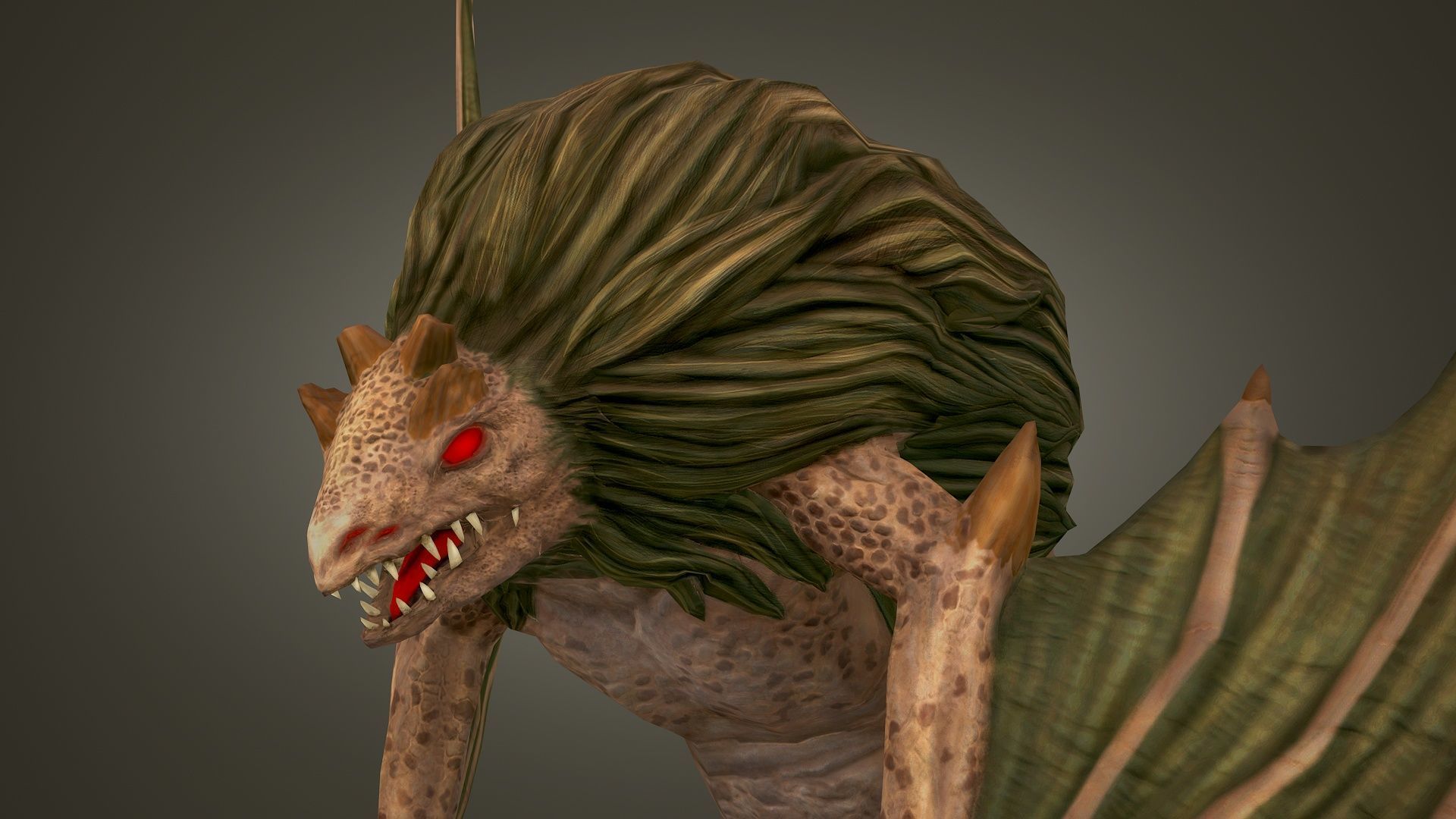 Stylized FurDragon Low-poly 3D model_13