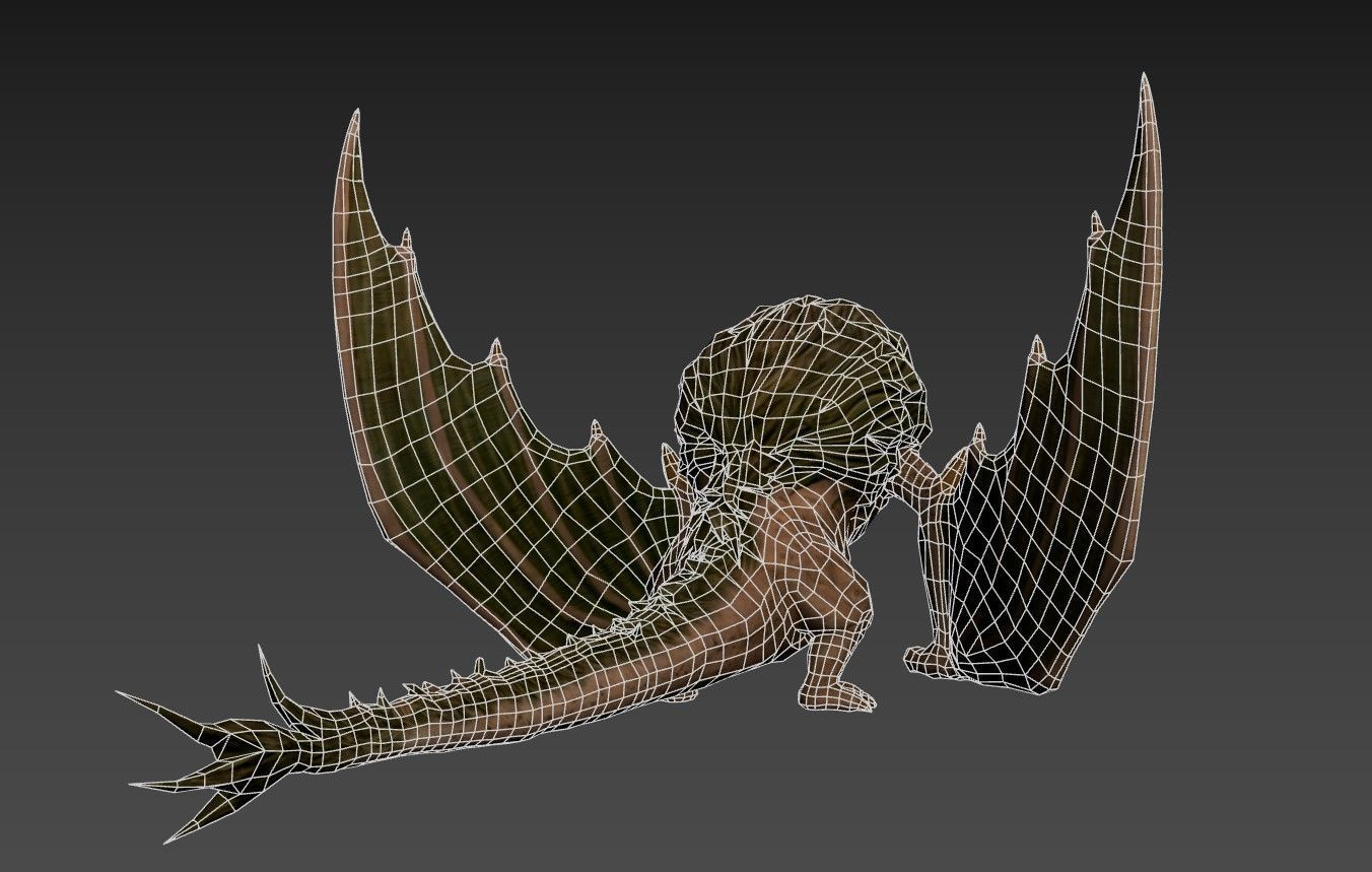 Stylized FurDragon Low-poly 3D model_17