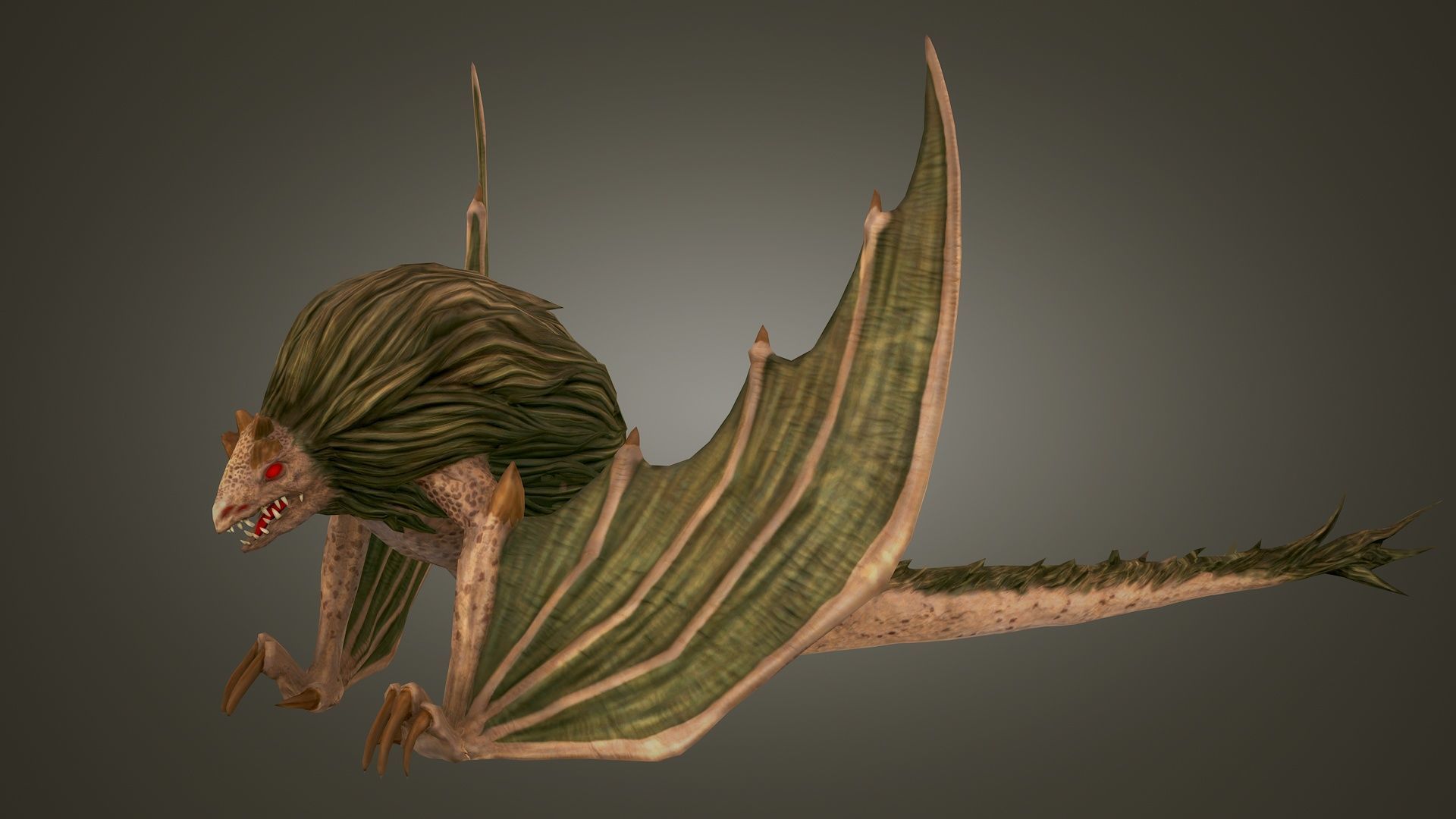 Stylized FurDragon Low-poly 3D model_10