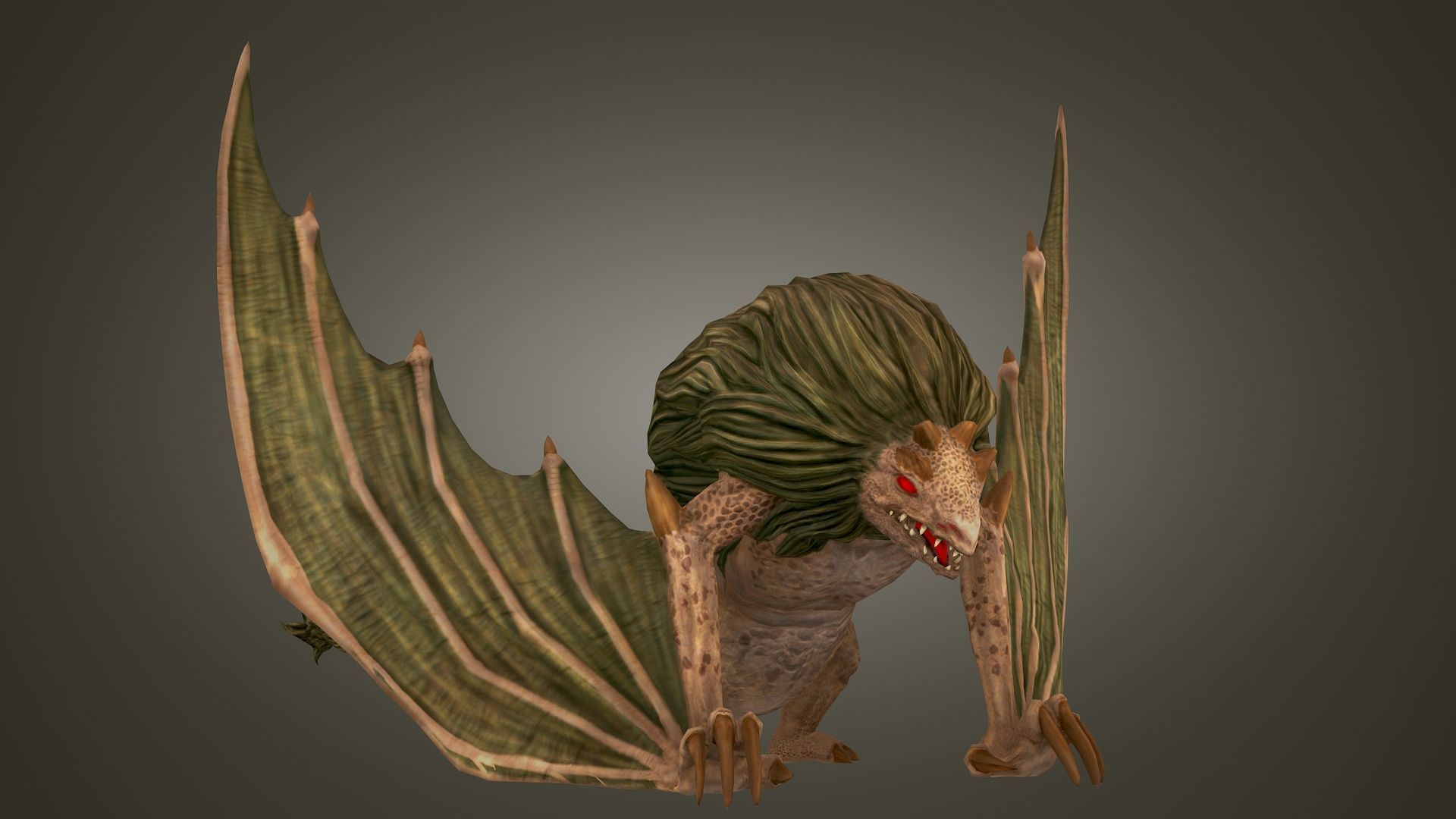 Stylized FurDragon Low-poly 3D model_6