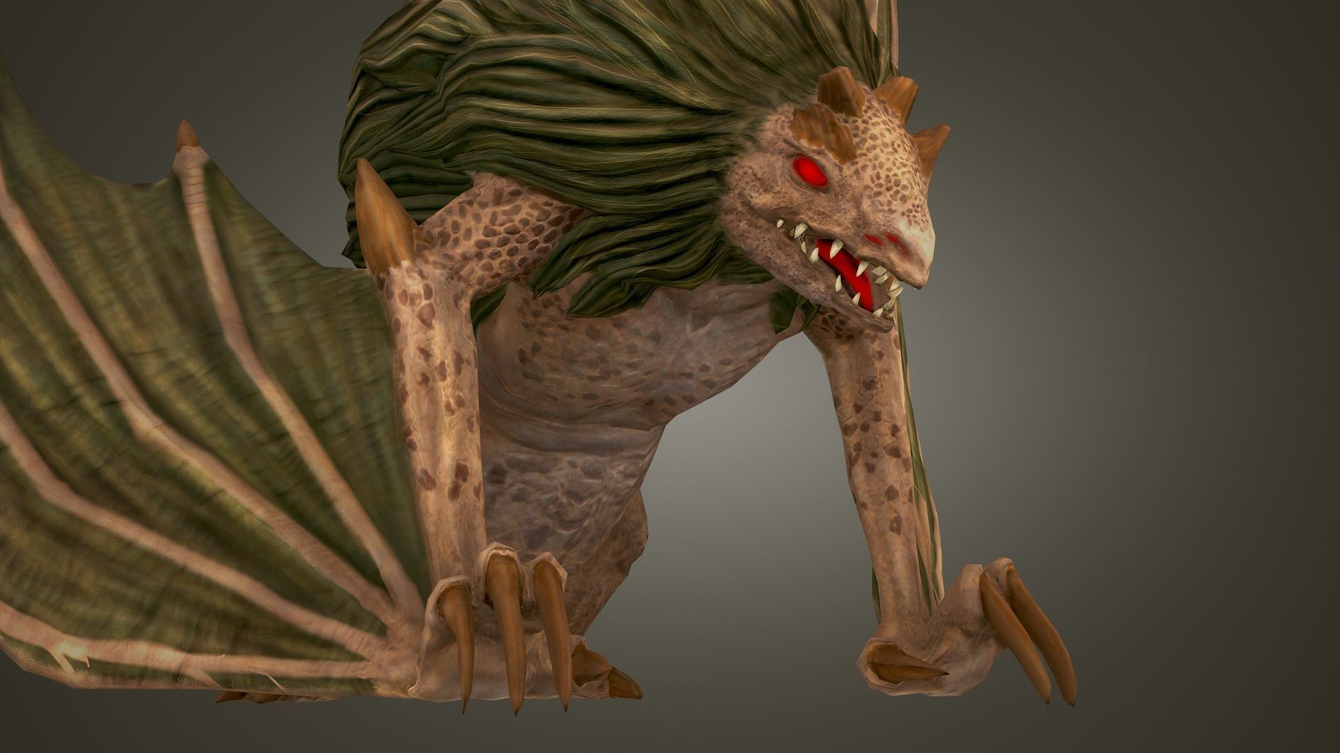 Stylized FurDragon Low-poly 3D model_14