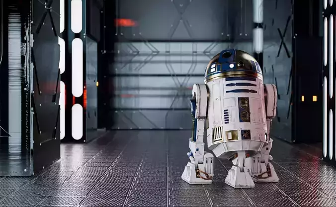 R2D2 Painted Version - Rigged 3D model
