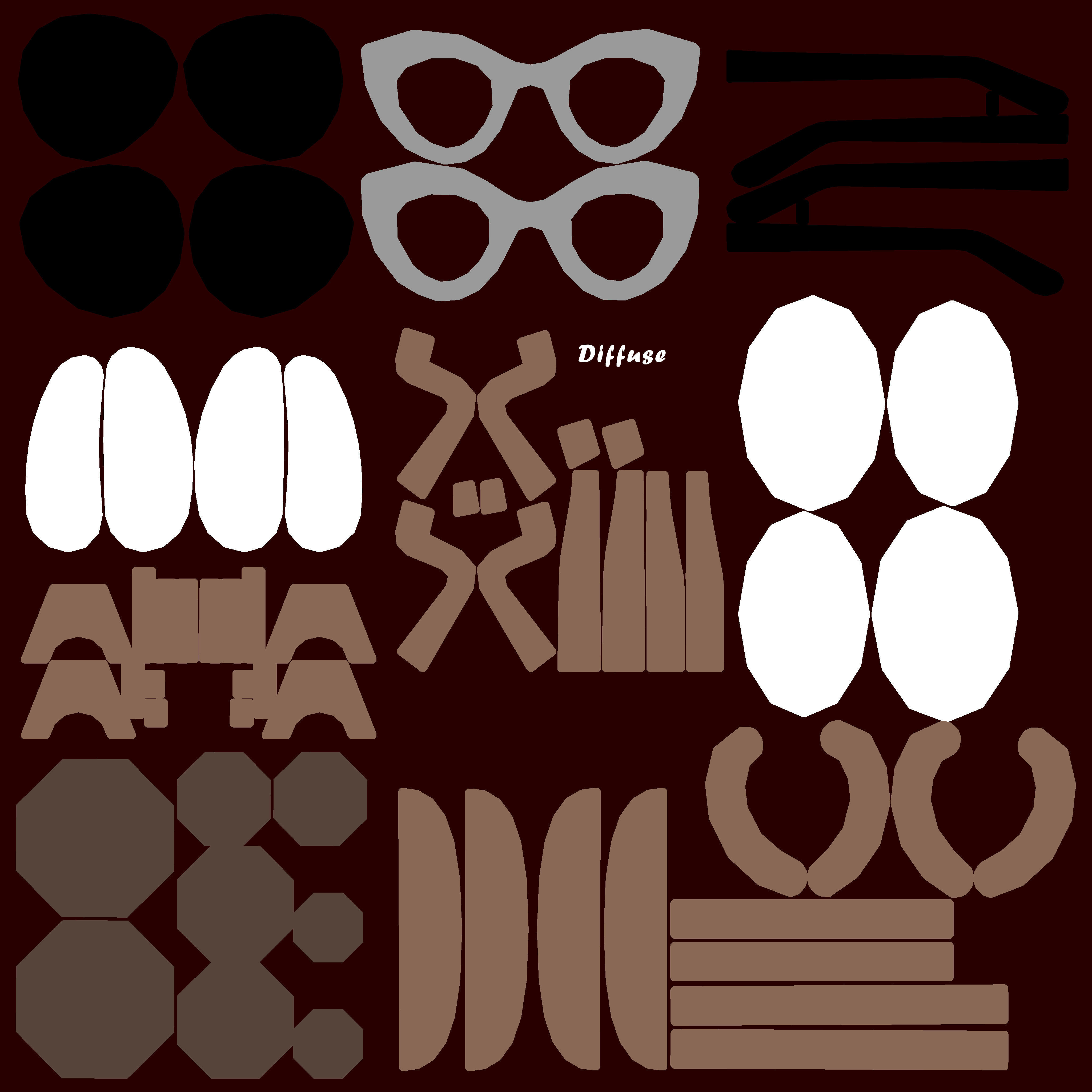 Collection of Womens Glasses Low-poly 3D model_10