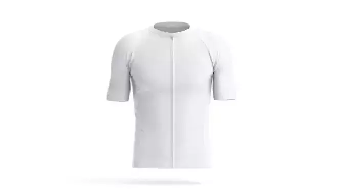 White Men Cycling Jersey - bicycle zipper sport t-shirt 3D model