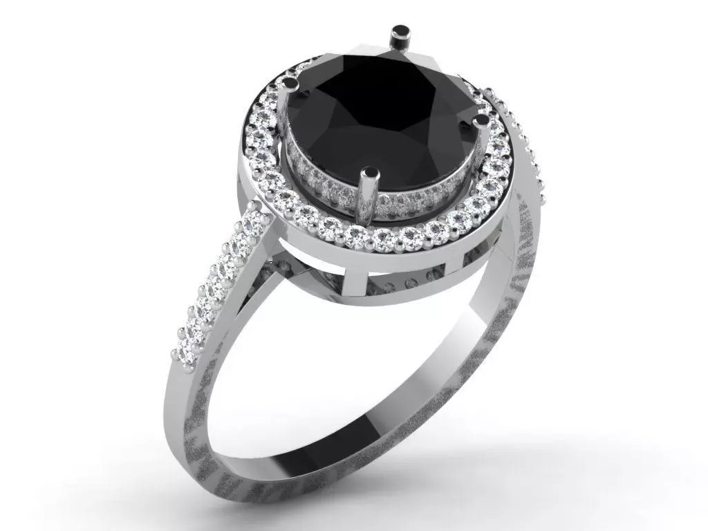 Light Weight White Gold Diamond Ring DR-6617 3D print model