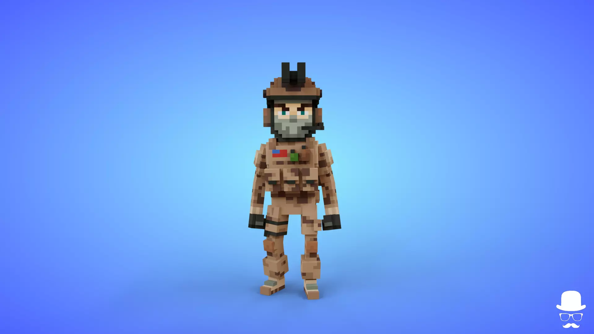 Voxel Military Special Forces Character - 3D Fantasy Game Asset Low-poly 3D model