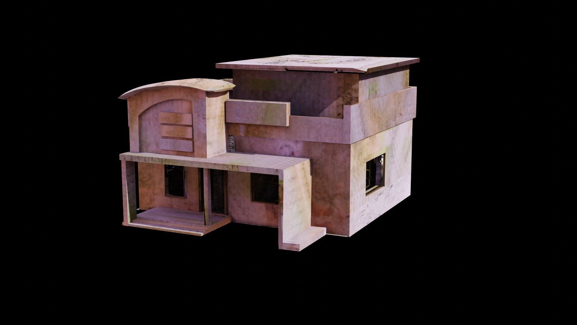Abandoned Old House Model Low-poly 3D model_1