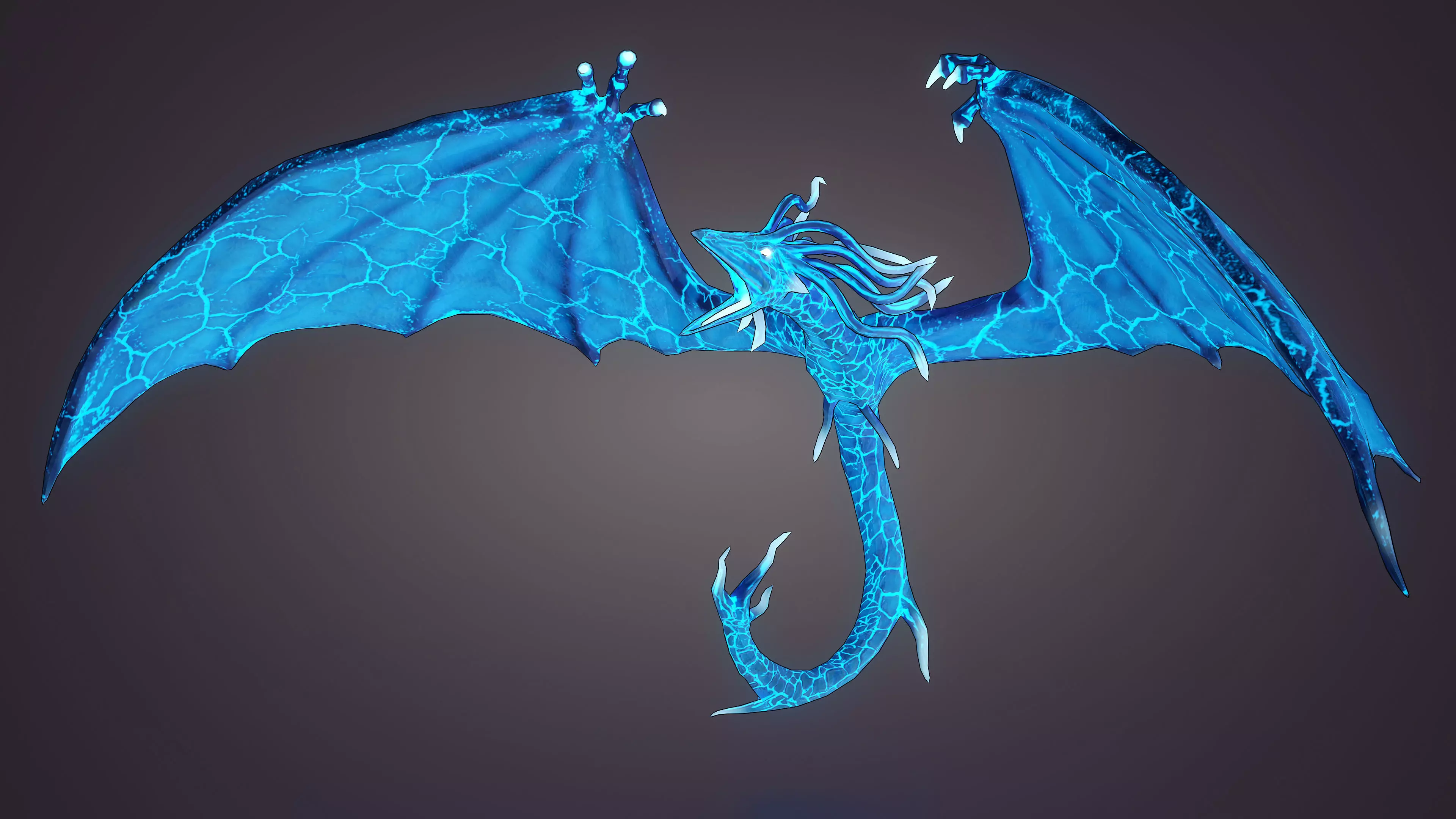 Stylized IceDragon Low-poly 3D model_0