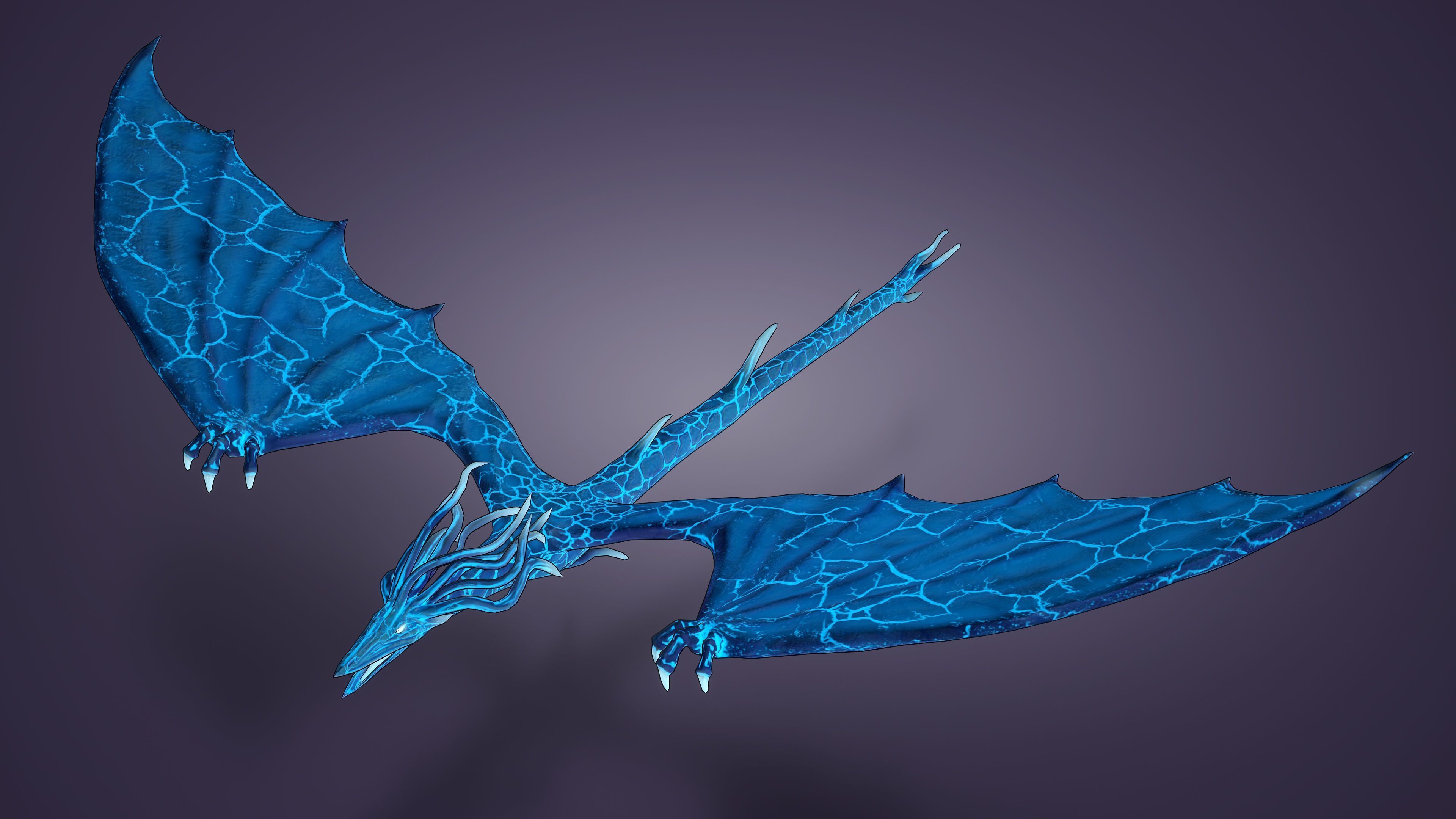 Stylized IceDragon Low-poly 3D model_4