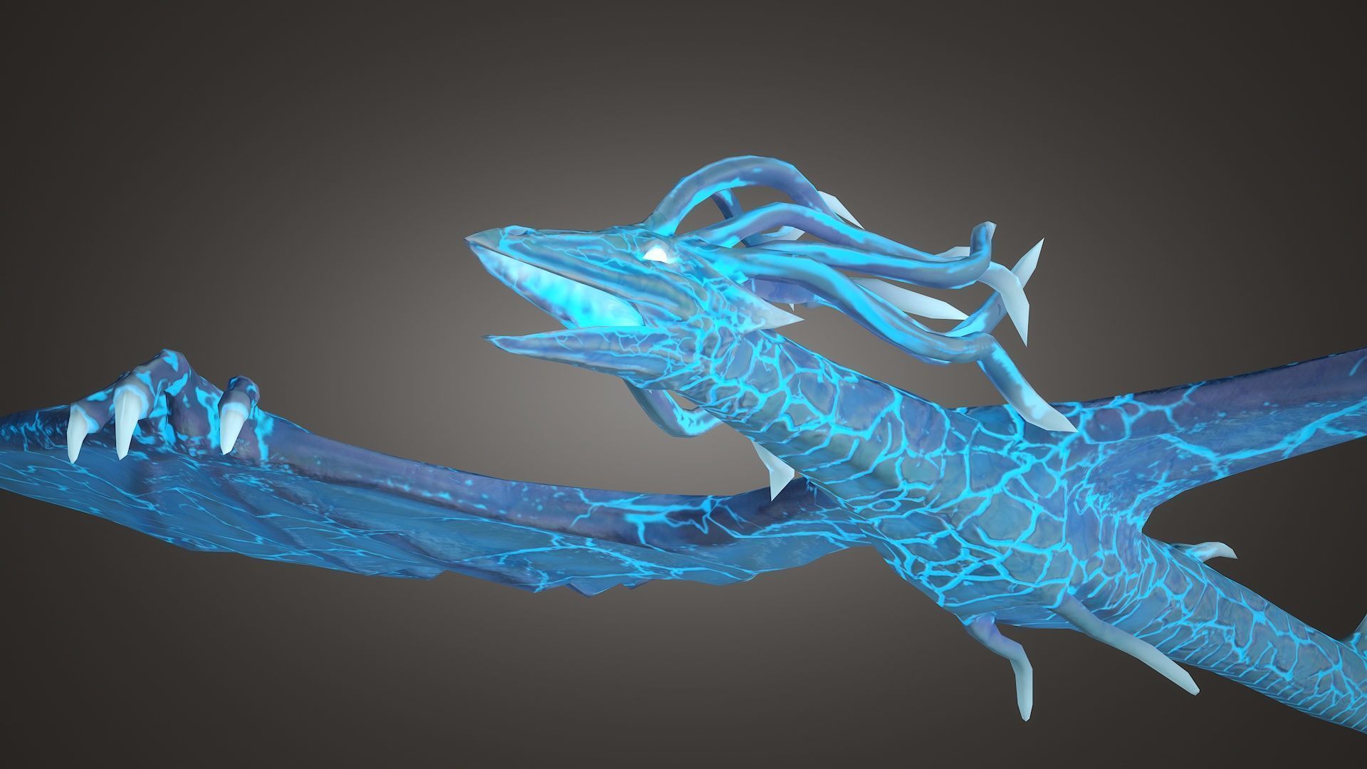 Stylized IceDragon Low-poly 3D model_11