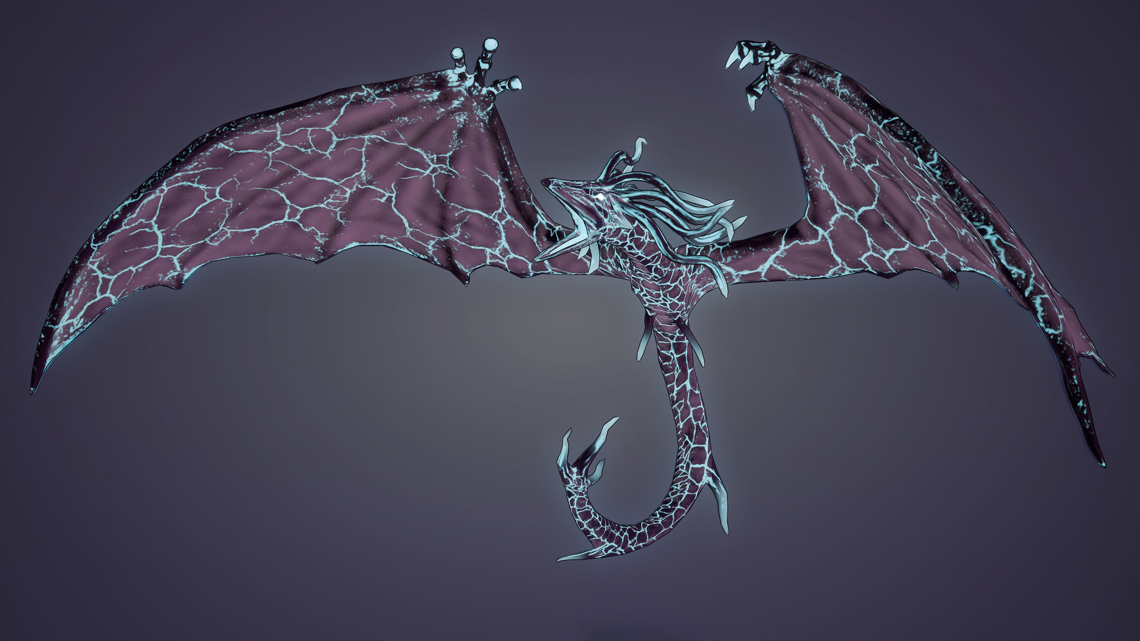 Stylized IceDragon Low-poly 3D model_3