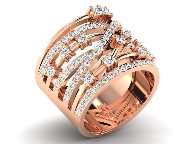 Light Weight ROSE Gold Diamond Ring DR-6644 3D print model