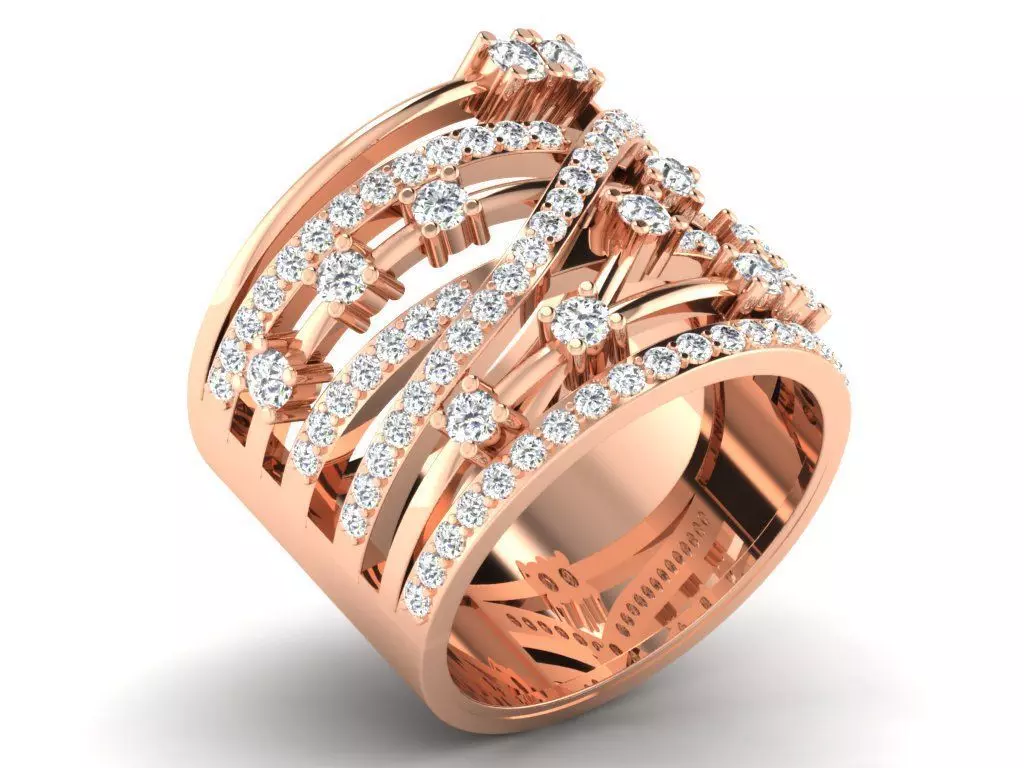 Light Weight ROSE Gold Diamond Ring DR-6644 3D print model
