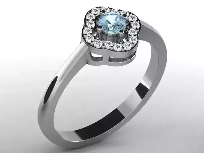 Light Weight White Gold Diamond Ring DR-6662 3D print model