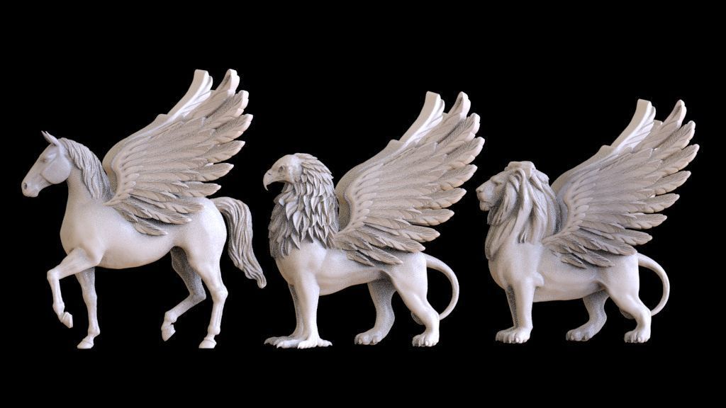 Lion Pegasus Griffin 3D print model_13