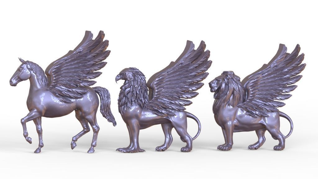 Lion Pegasus Griffin 3D print model_12