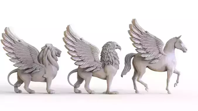 Lion Pegasus Griffin 3D print model
