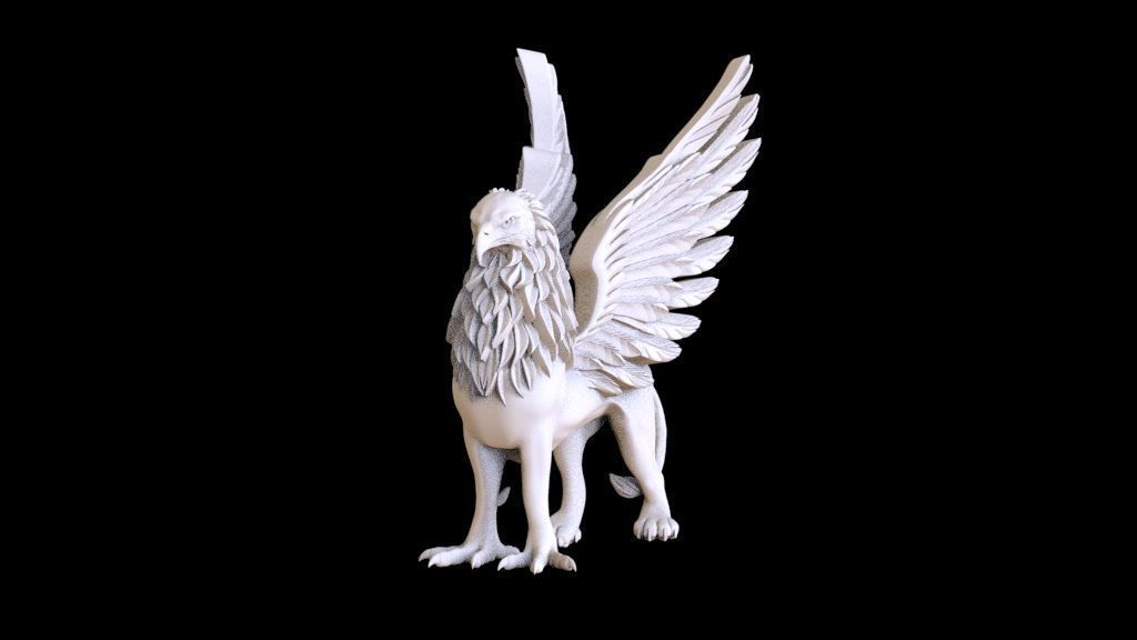  griffin  sculptures 3D print model_5