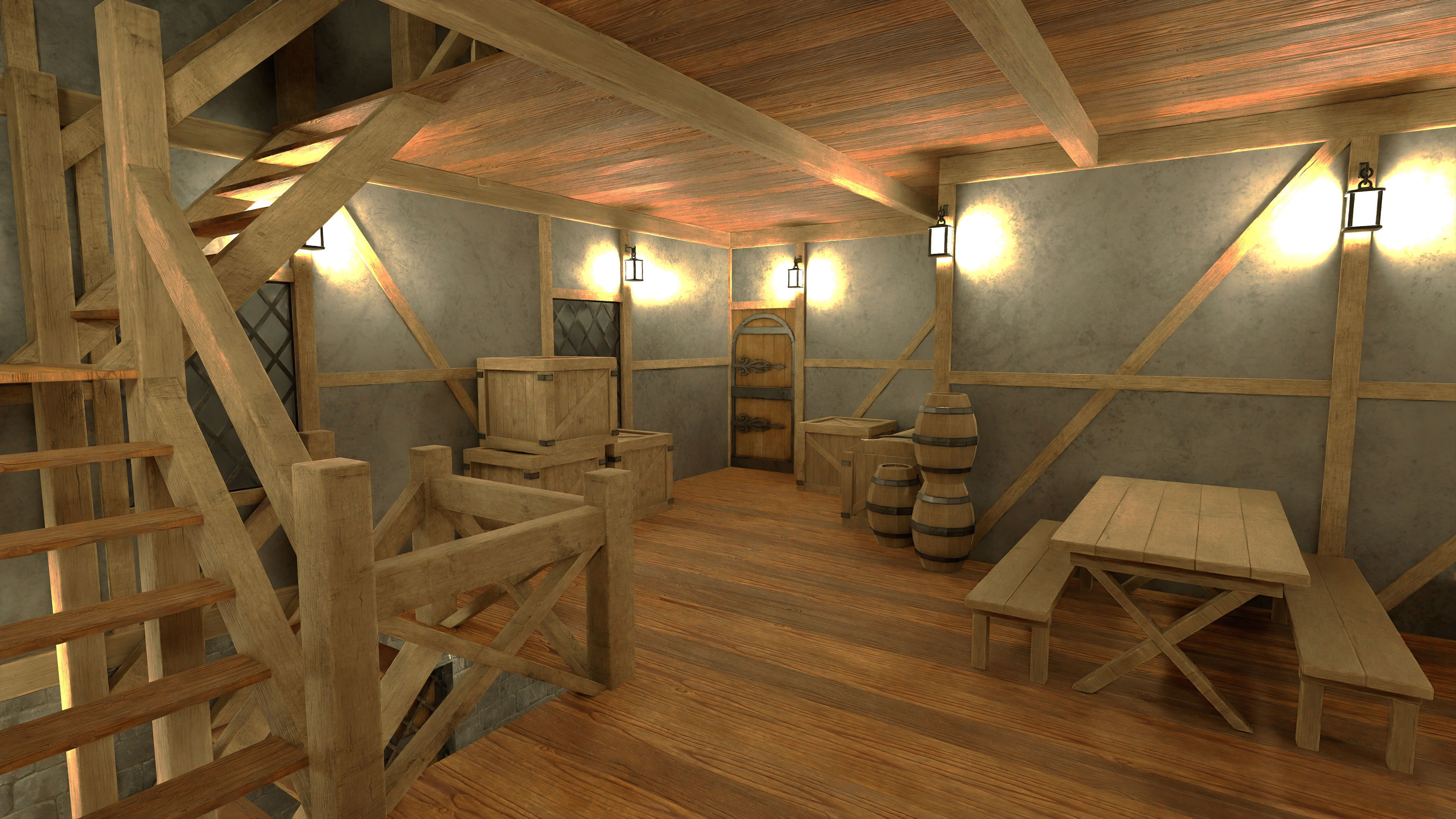 Medieval Fantasy House Low-poly 3D model_9