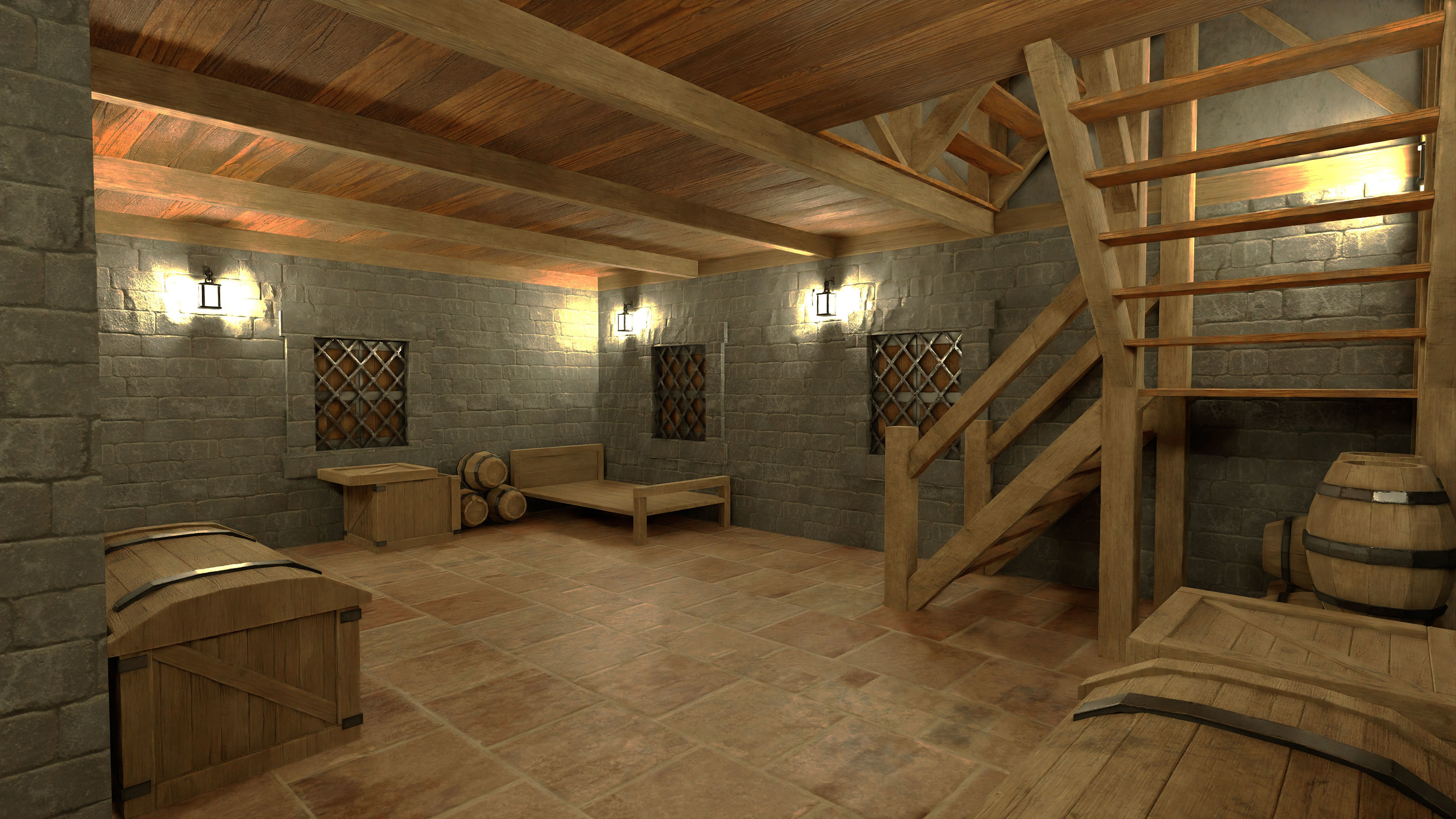 Medieval Fantasy House Low-poly 3D model_7