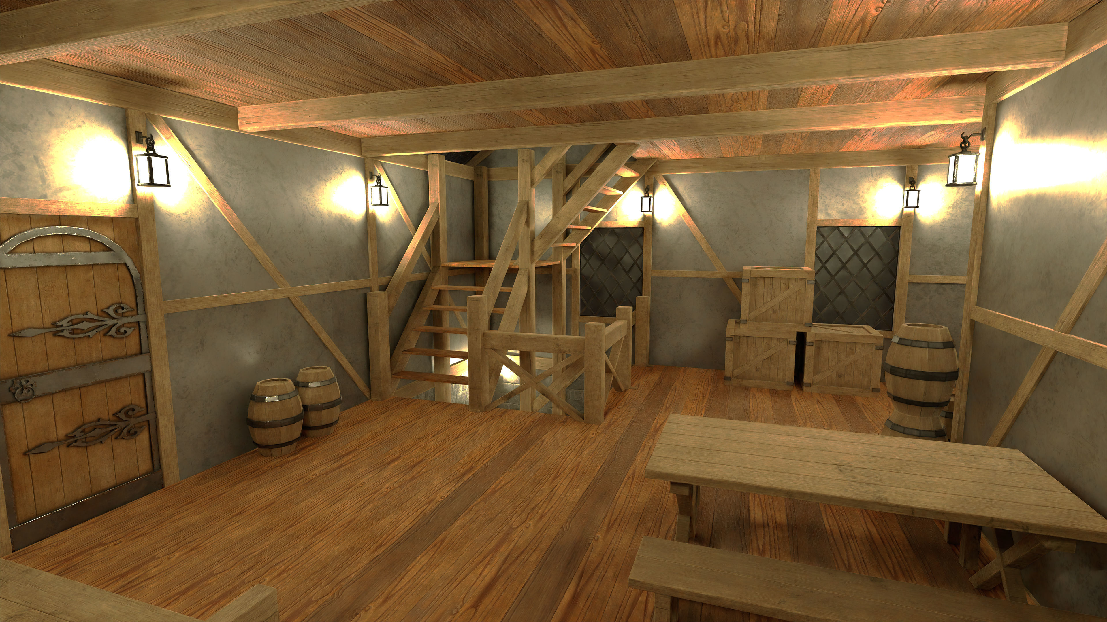 Medieval Fantasy House Low-poly 3D model_4