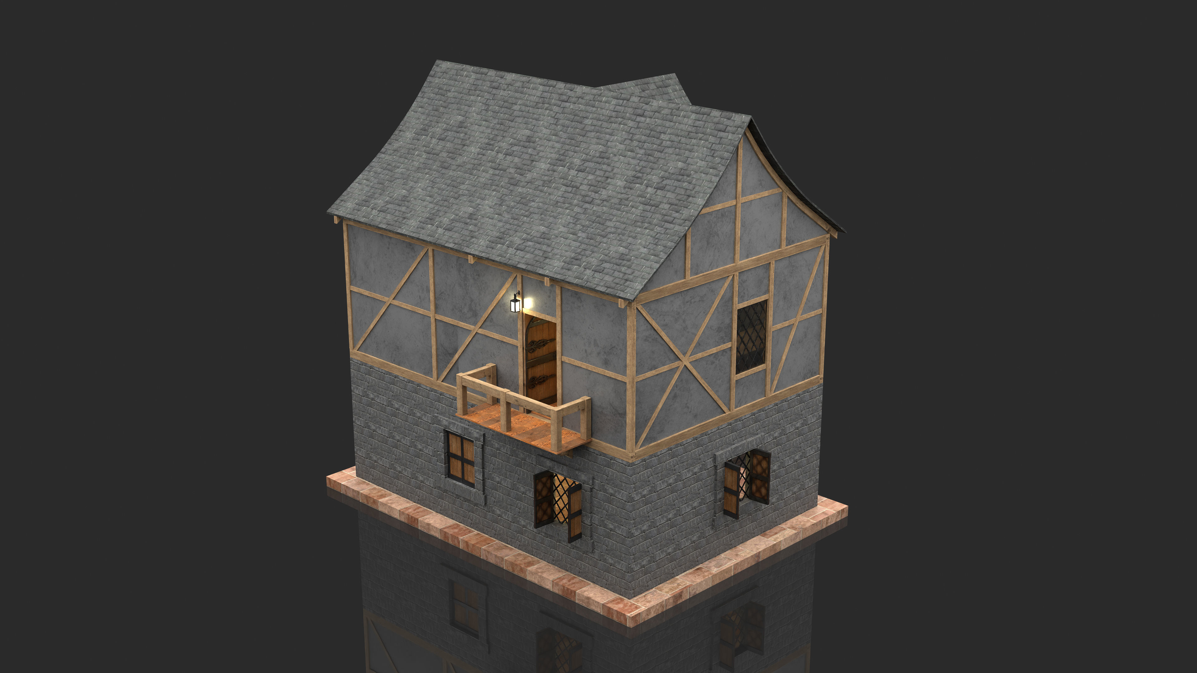 Medieval Fantasy House Low-poly 3D model_5