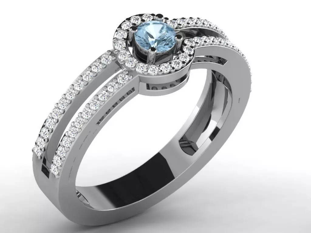 Light Weight White Gold Diamond Ring DR-6663 3D print model
