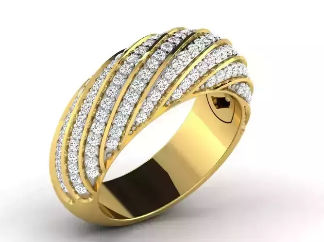 Light Weight Yellow Gold Diamond Ring DR-6665