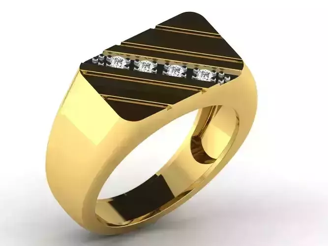 Light Weight Yellow Gold Diamond Ring DR-6667 3D print model