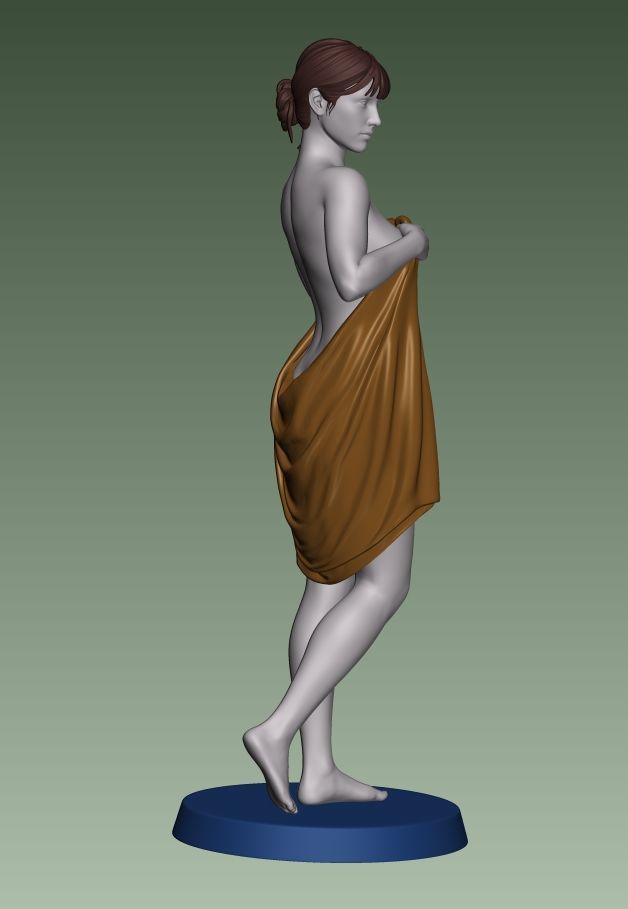 A glamorous wrapped-towel girl 3D print model_12