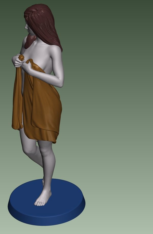 A glamorous wrapped-towel girl 3D print model_6