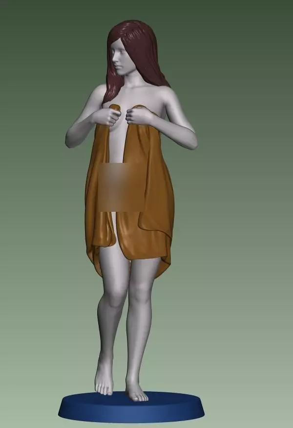 A glamorous wrapped-towel girl 3D print model_0