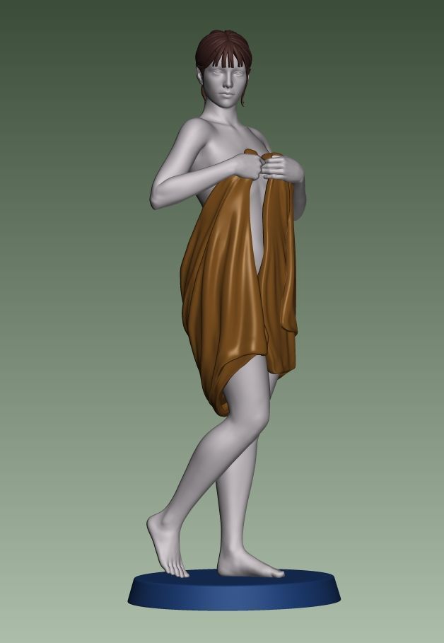 A glamorous wrapped-towel girl 3D print model_11